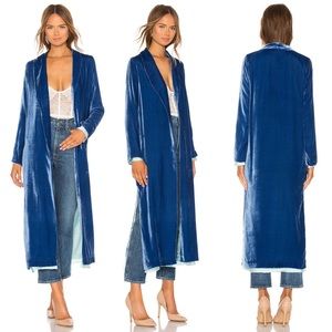 For Love & Lemons Nadine Velvet Coat Cobalt Blue M